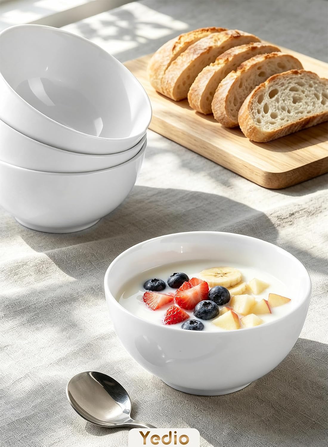10 OZ White Ceramic Soup Bowls of 6, Small Cereal Bowls for Kitchen