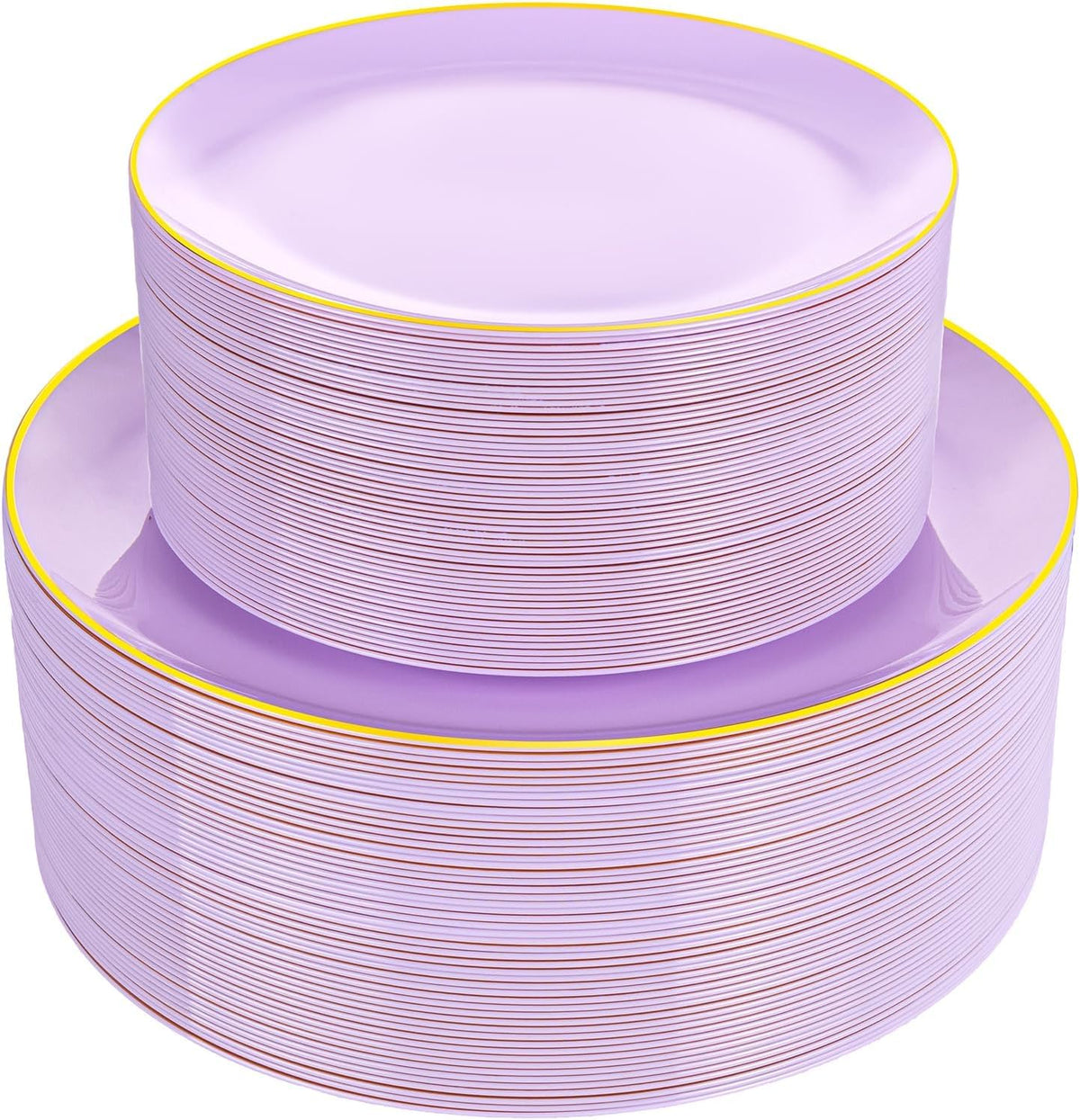 PULOTE 100PCS Ivory Plastic Plates - Cream Plastic Disposable Heavy Duty for Party & Wedding - Include 50 Each (Dinner & Dessert) Plates