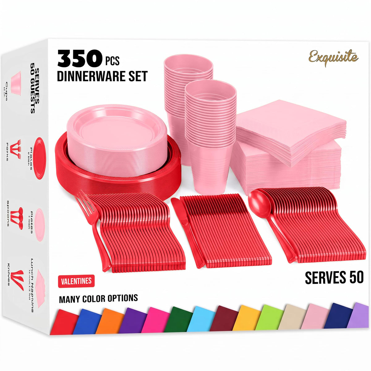 Exquisite 350 Pcs Pink Plates and Napkins Party Supplies Plate Sets