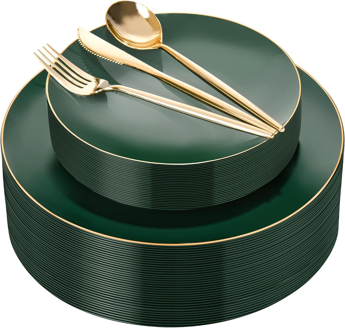 I00000 150Pcs Green Plastic Plates,Premium Disposable Plates for Wedding