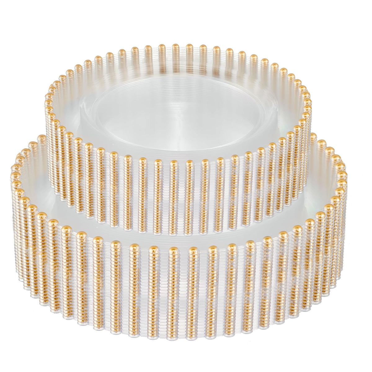 PLASTICPRO 32 Piece Combo Plastic Dinner Plates Disposable Plastic Fancy Heavy Duty Party Dishes 7 inch and 10 inch, White Beaded