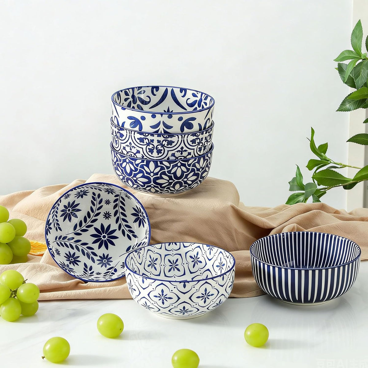 Soup Bowls, 28 Ounce Ceramic Cereal Bowls Set of 6