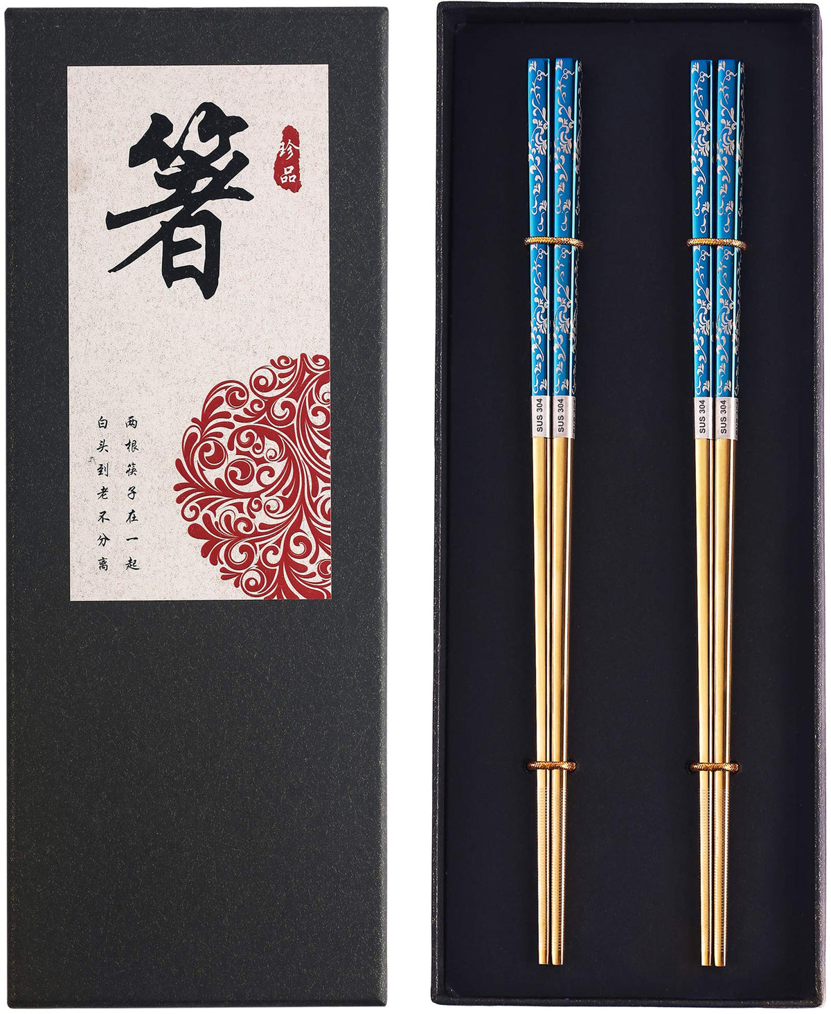 Metal Chopsticks Reusable Dazzling Rainbow Stainless Steel Chopsticks Titanium Plated Dishwasher Safe Fancy Laser Engraved Korean Japanese Chop Sticks Multicolor 2 Pairs Gift Set