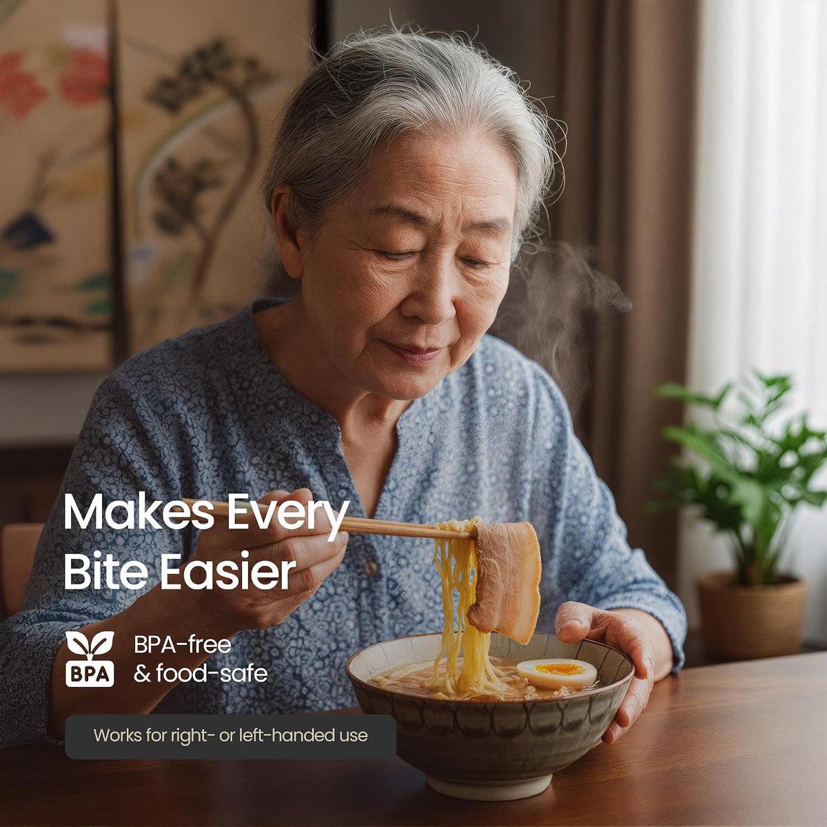 Chopstick Helper & Wood Training Chopsticks for Adults, Seniors & Beginners