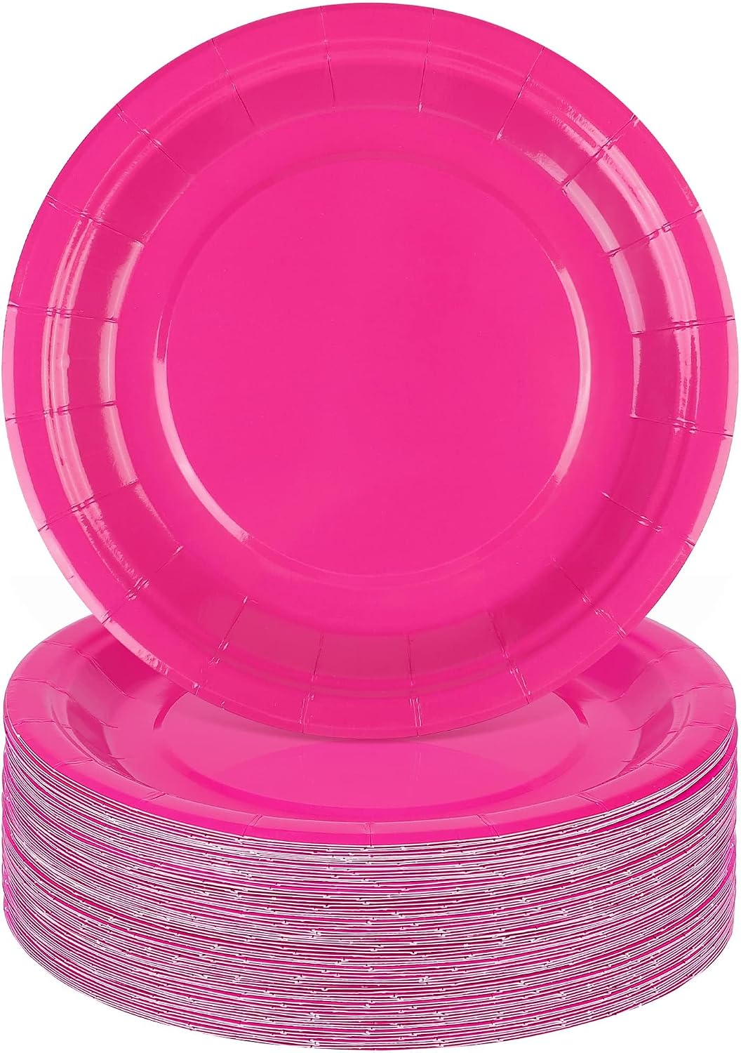Breroa 72 Pcs Hot Pink Paper Plates 7 Inch Bulk Hot Pink Plates Disposable