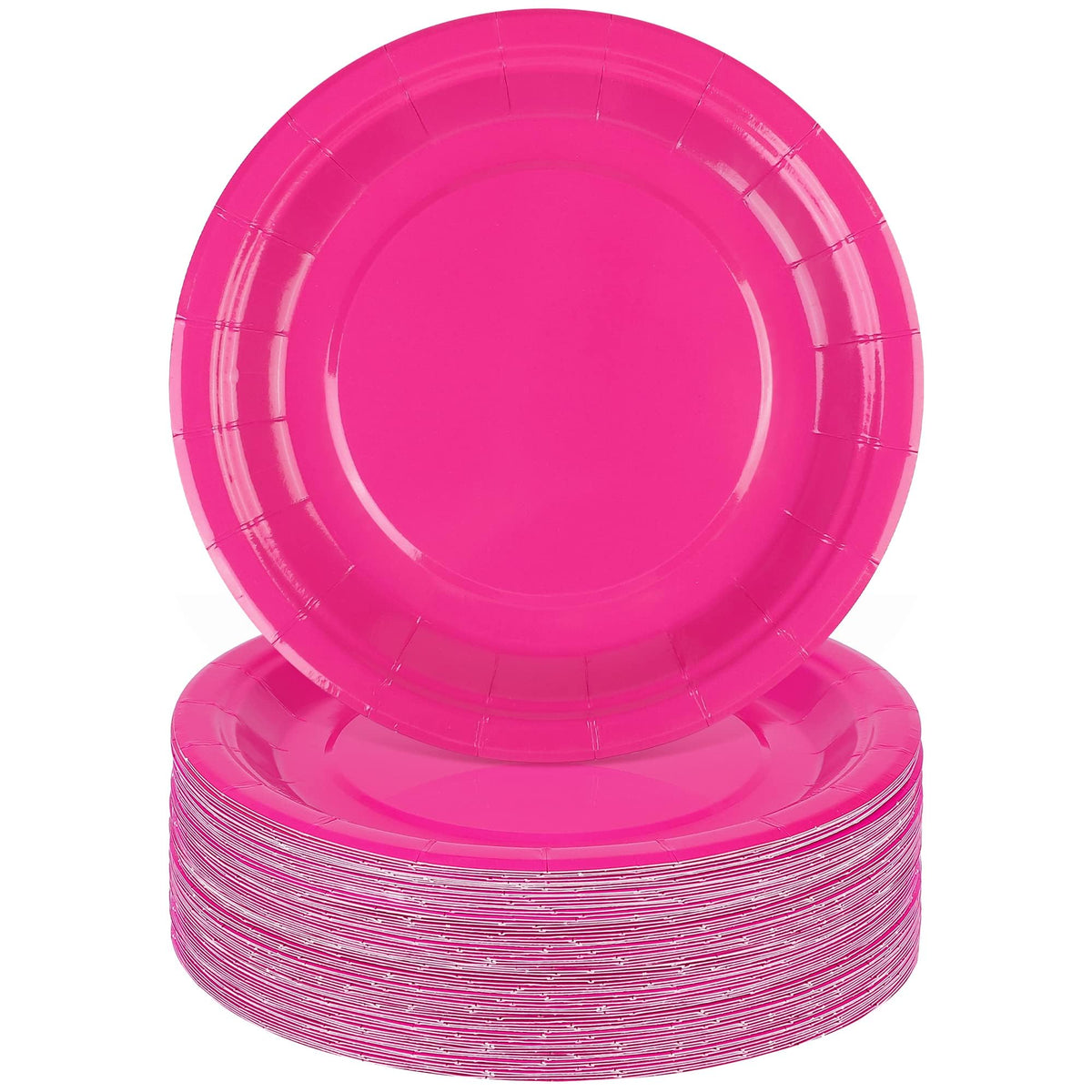 Breroa 72 Pcs Hot Pink Paper Plates 7 Inch Bulk Hot Pink Plates Disposable