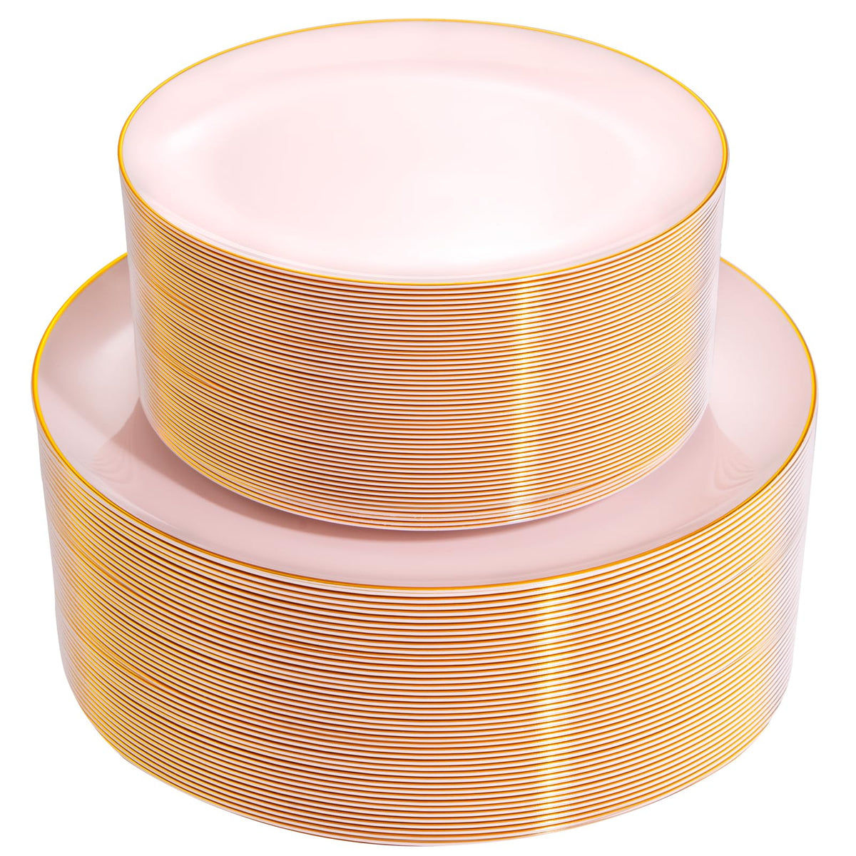 PULOTE 100PCS Ivory Plastic Plates - Cream Plastic Disposable Heavy Duty for Party & Wedding - Include 50 Each (Dinner & Dessert) Plates