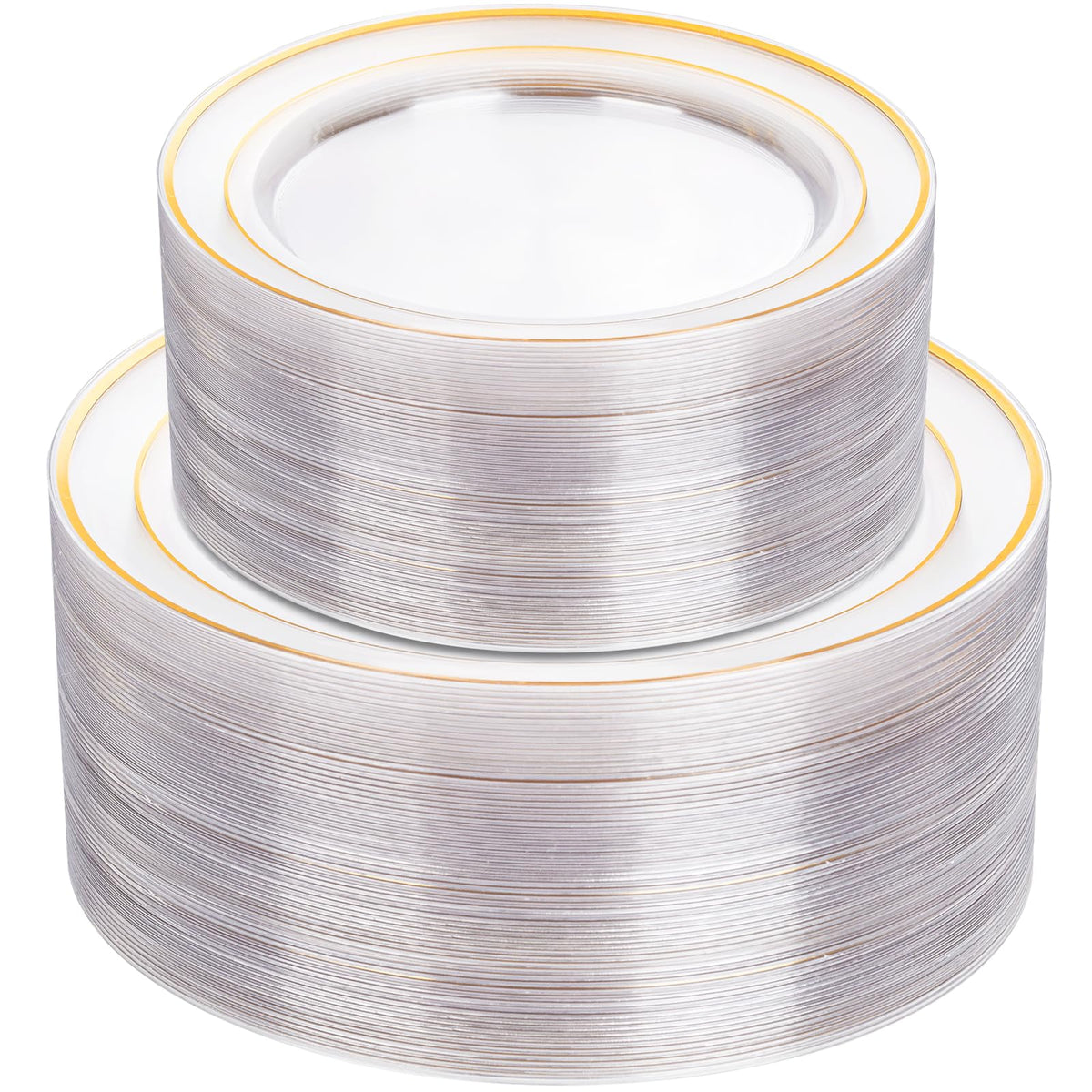 I00000 102 Pcs Silver Plastic Plates, Premium Silver Disposable Plates