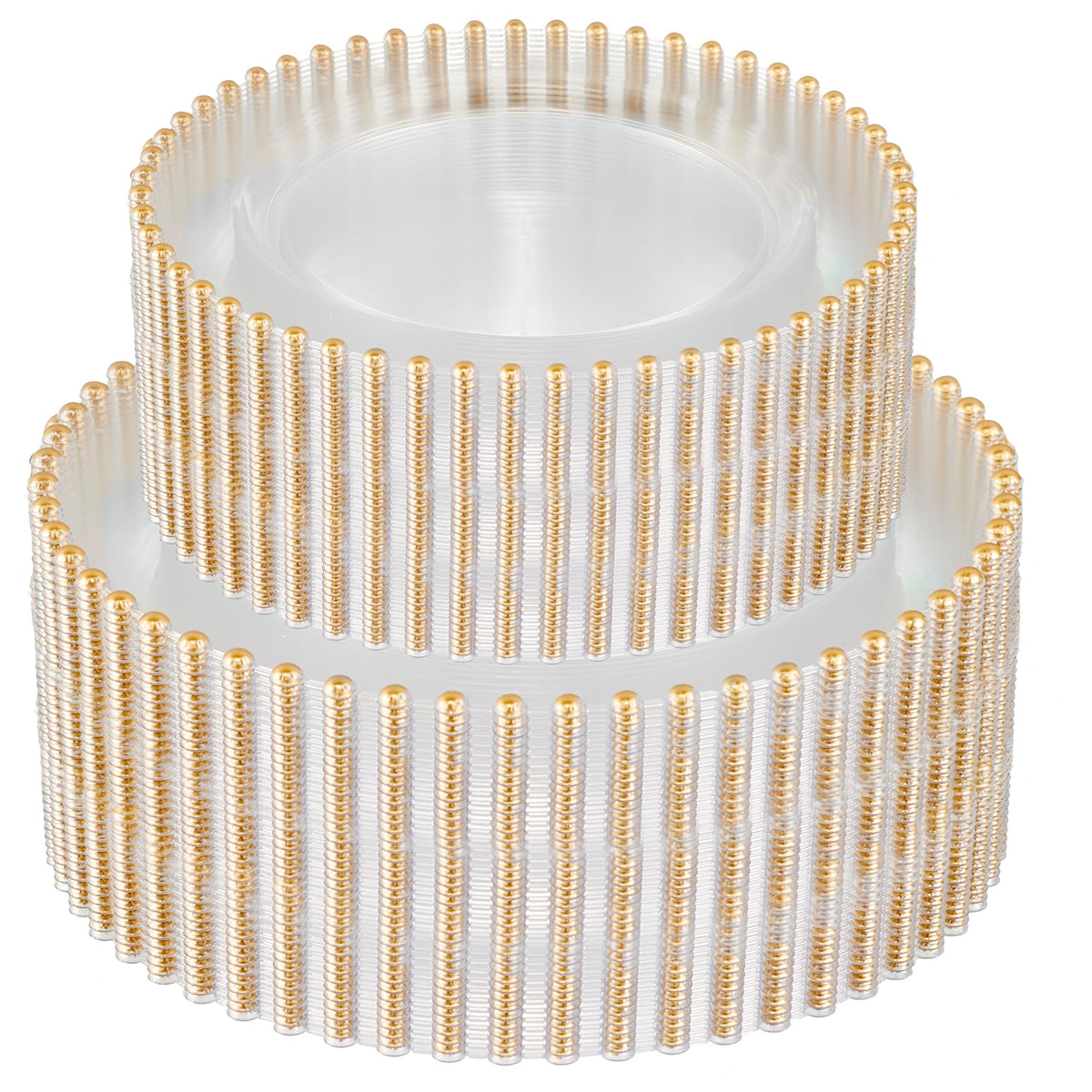PLASTICPRO 32 Piece Combo Plastic Dinner Plates Disposable Plastic Fancy Heavy Duty Party Dishes 7 inch and 10 inch, White Beaded