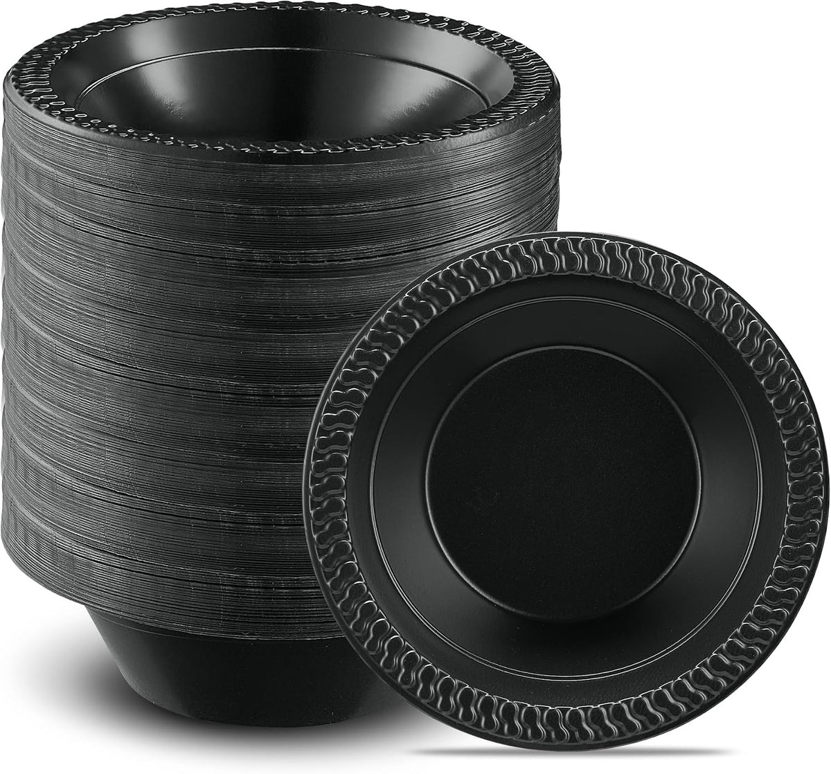 PLASTICPRO 100 PCS Black Plastic Plates Light Weight 9 Inch Plastic Dinner Plates Black Plates Disposable for Party and Wedding