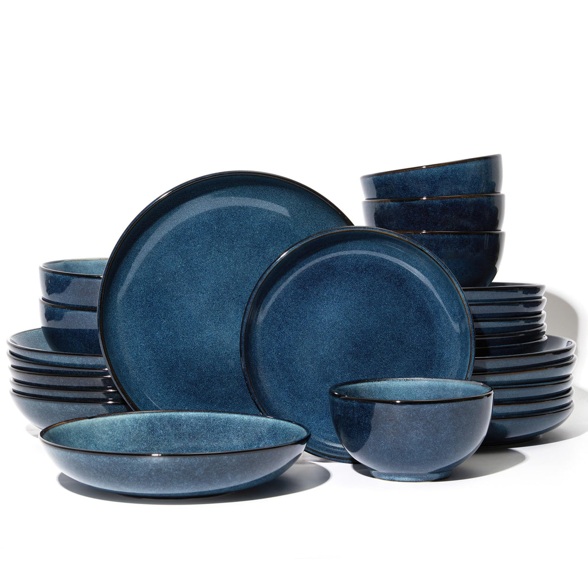 Pokini Stoneware Dinnerware Sets for 4, 12pcs Plates and Bowls Sets Dishes
