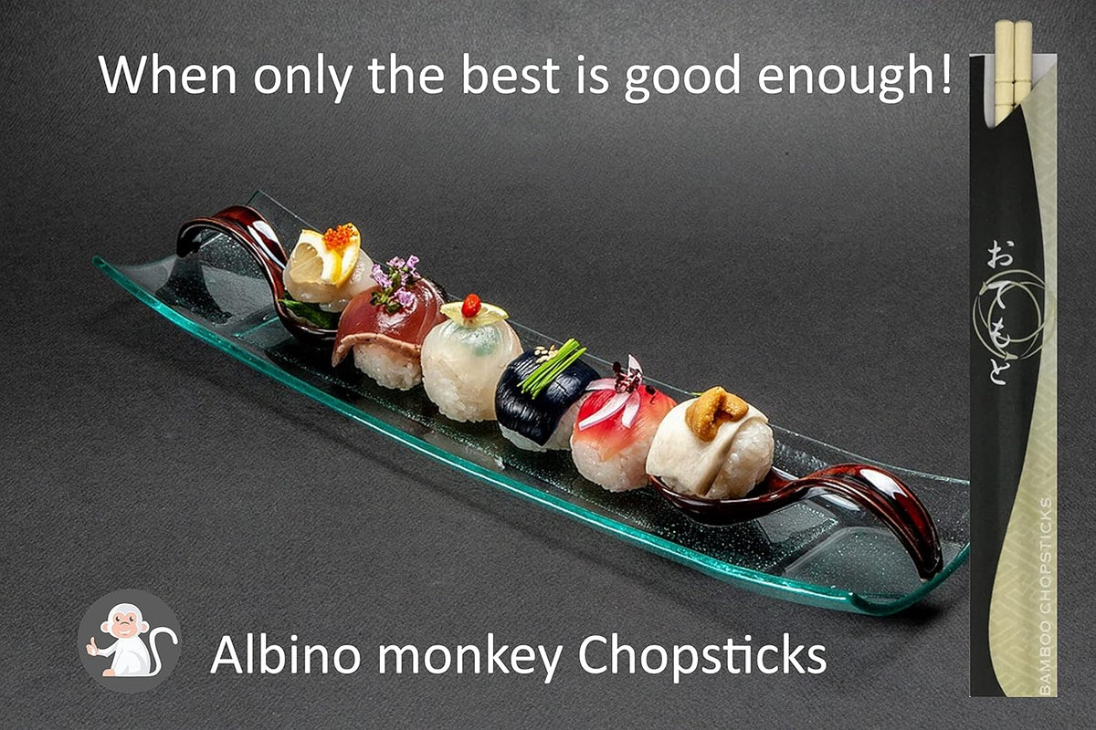 Albino Monkey 200 Round Disposable Bamboo Chopsticks for Sushi (100 Pairs)