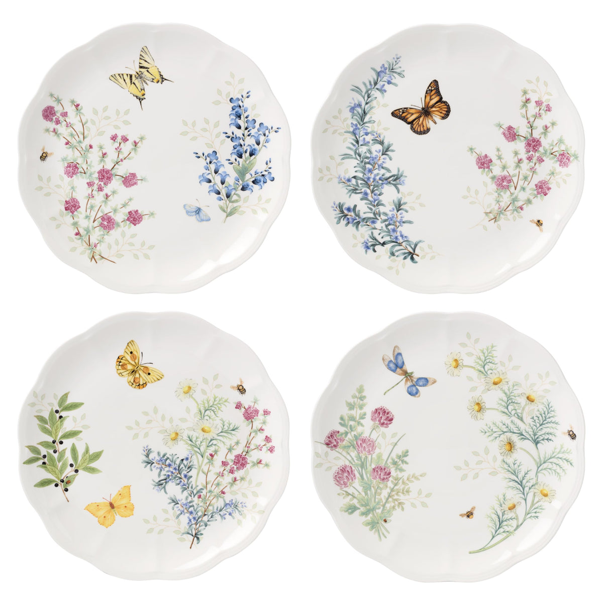 Lenox Butterfly Meadow Herbs Porcelain Rice Bowls, 18oz, Set of 4