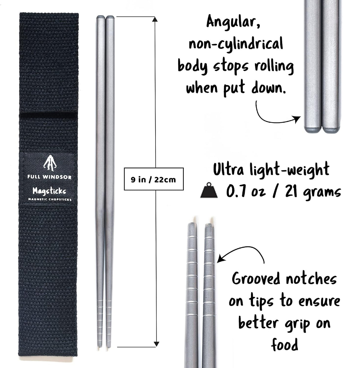 FULL WiNDSOR MAGSTICKS Resusable Magnetic Titanium Chopsticks