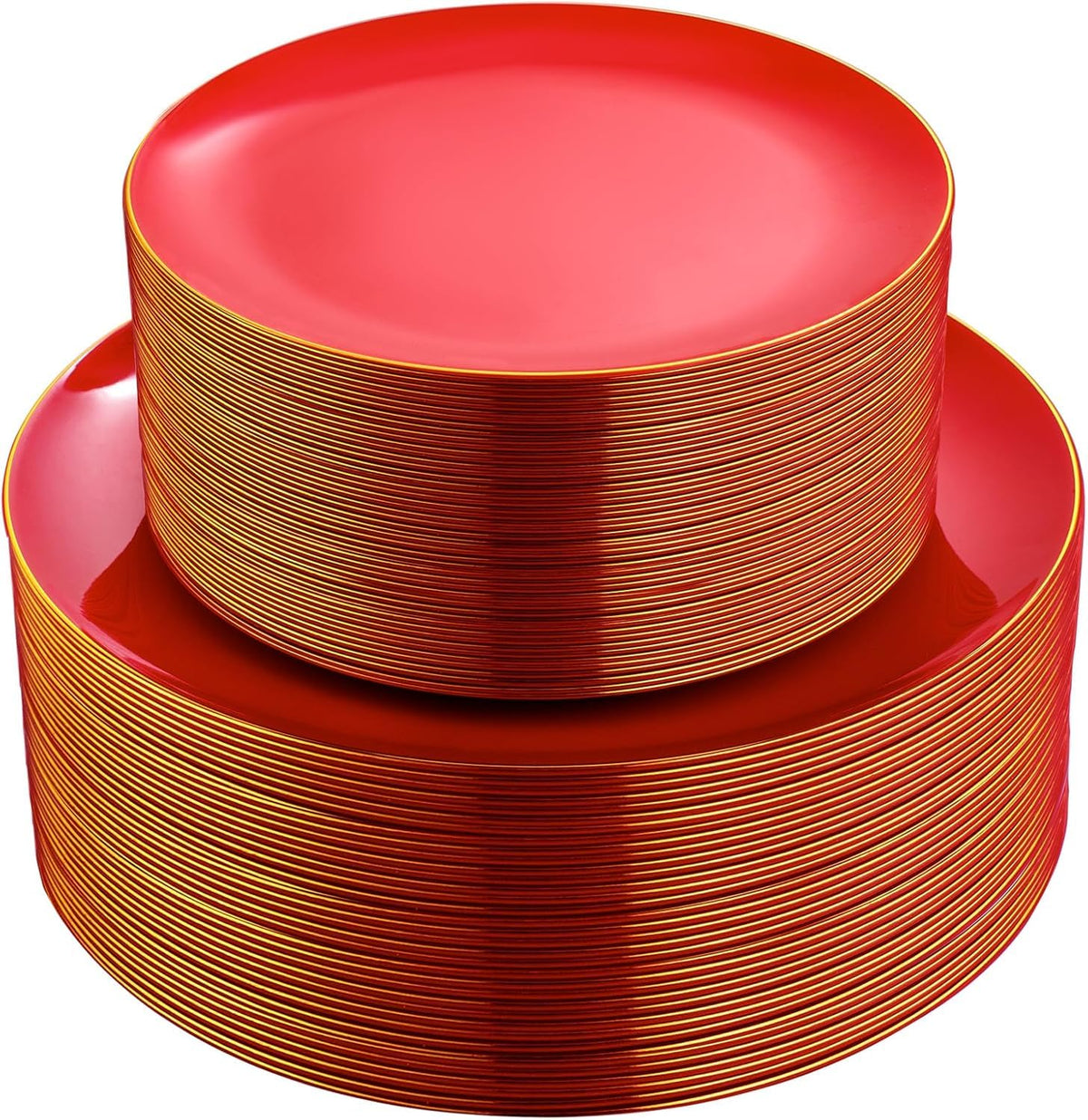 PULOTE 100PCS Ivory Plastic Plates - Cream Plastic Disposable Heavy Duty for Party & Wedding - Include 50 Each (Dinner & Dessert) Plates