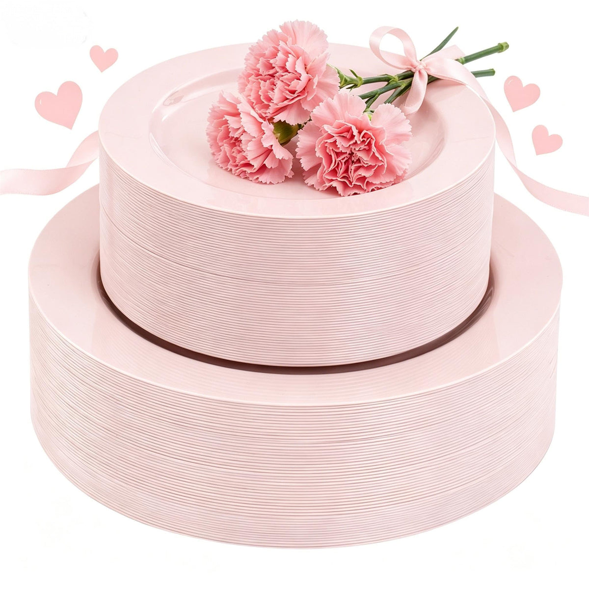 FLOWERCAT 200PCS Clear Plastic Plates Disposable Plates for Party - Clear Bulk Plastic Plates - 100 10" Dinner Plates and 100 7" Salad Plates for Weddings, New Year,Christmas Parties and Events