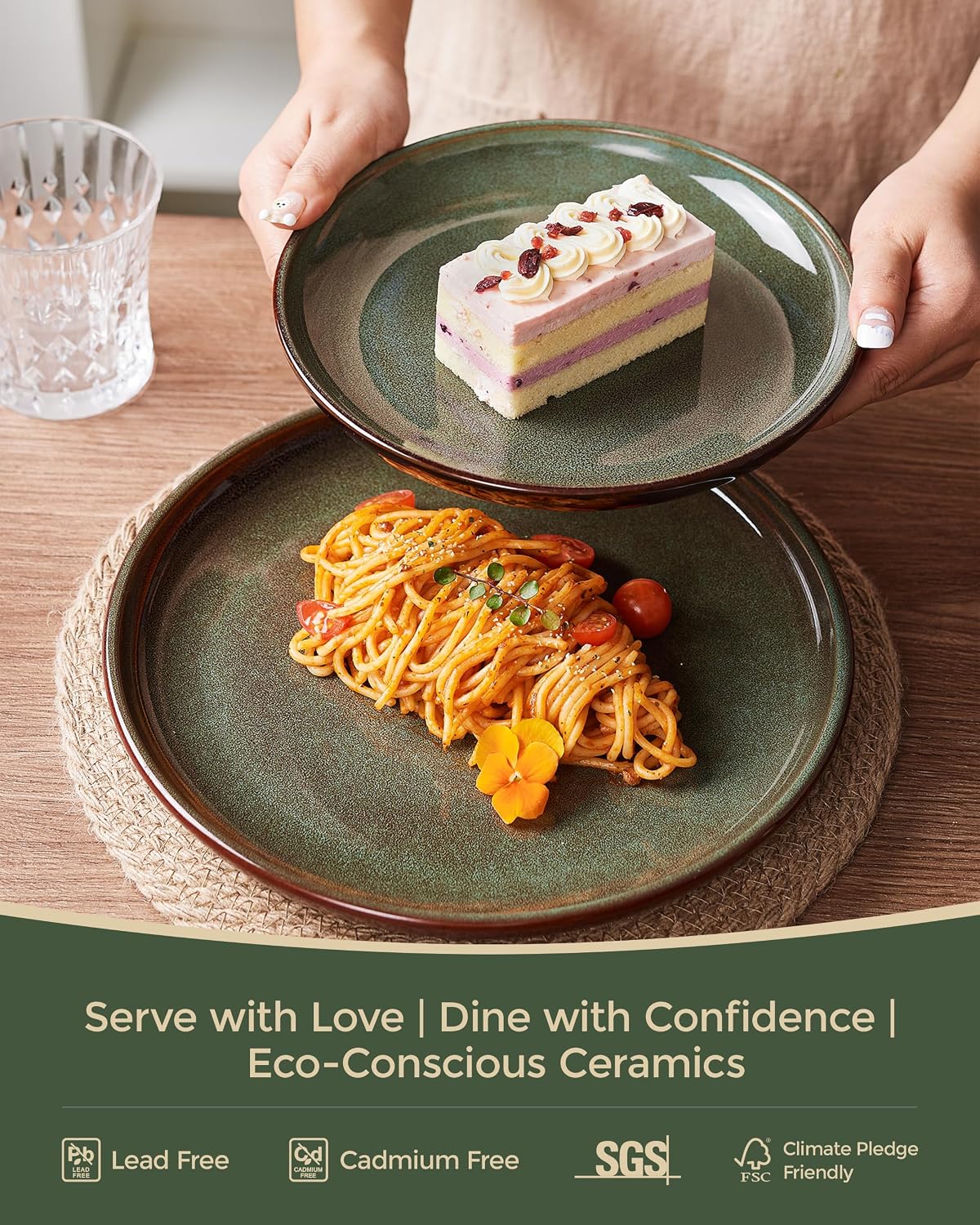 Pokini Stoneware Dinnerware Sets for 4, 12pcs Plates and Bowls Sets Dishes