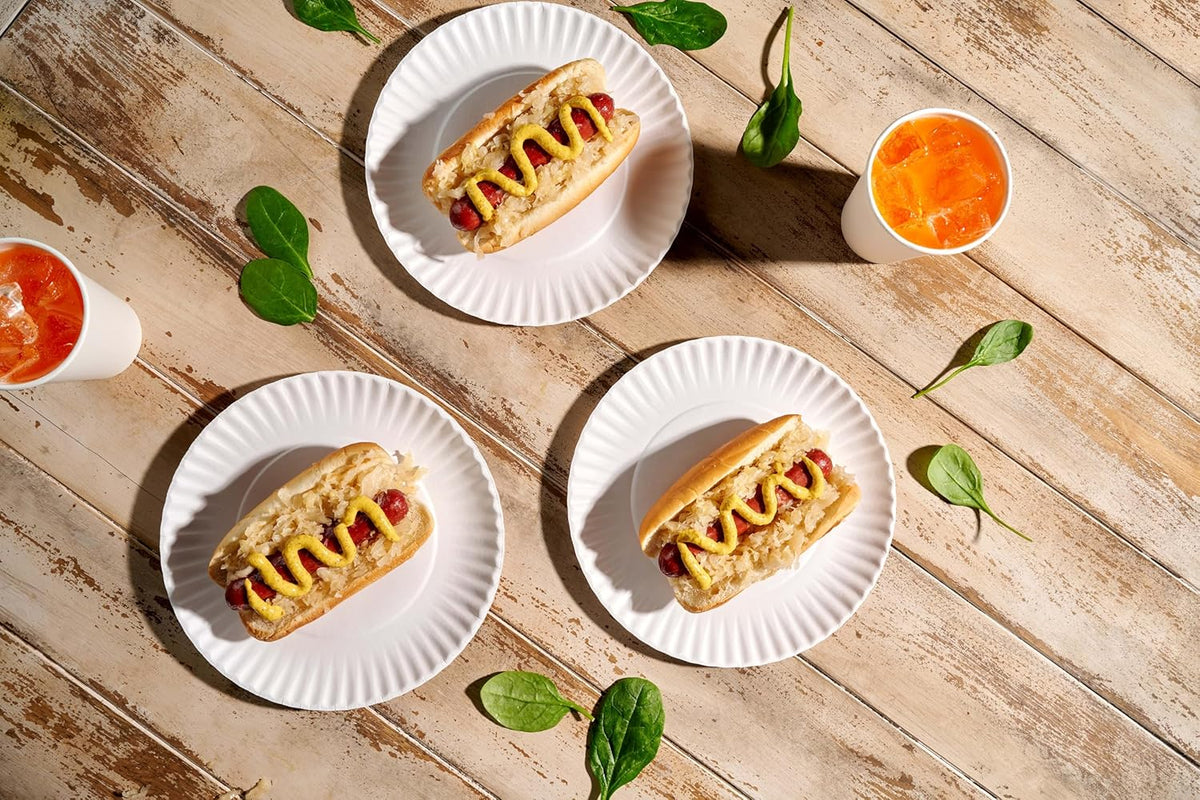 500 Uncoated Paper Plates 9 Inch, Everyday Disposable White Dinner Plates