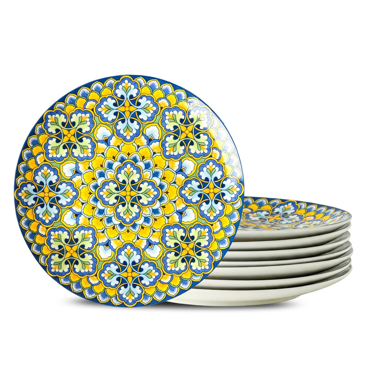 8 Inch Oval Ceramic Plate Set of 8, Ceramic Salad Plates Set