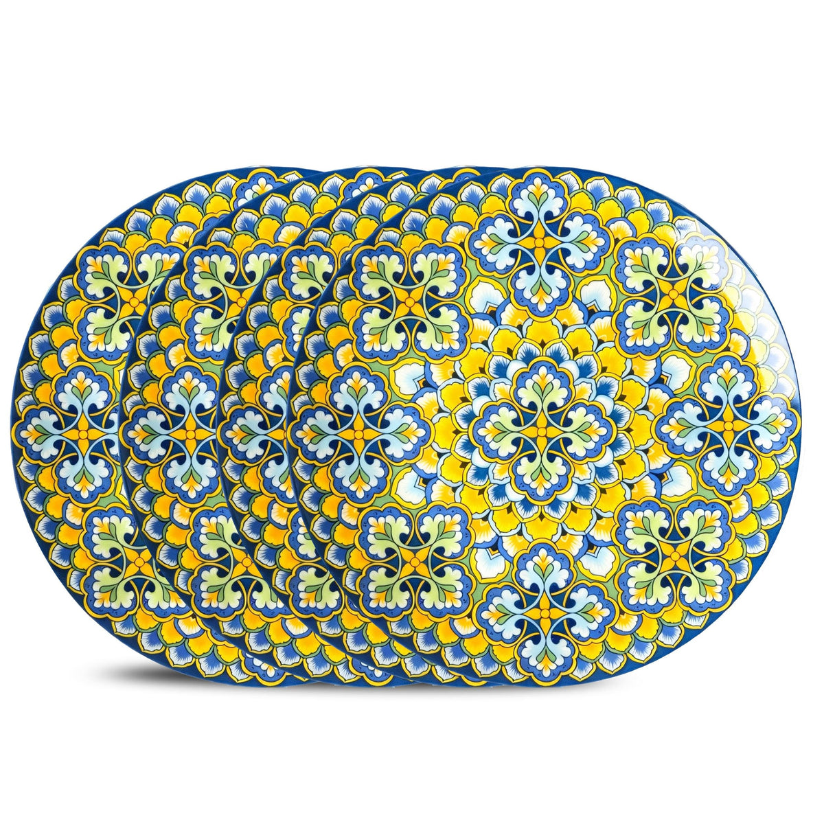 8 Inch Oval Ceramic Plate Set of 8, Ceramic Salad Plates Set